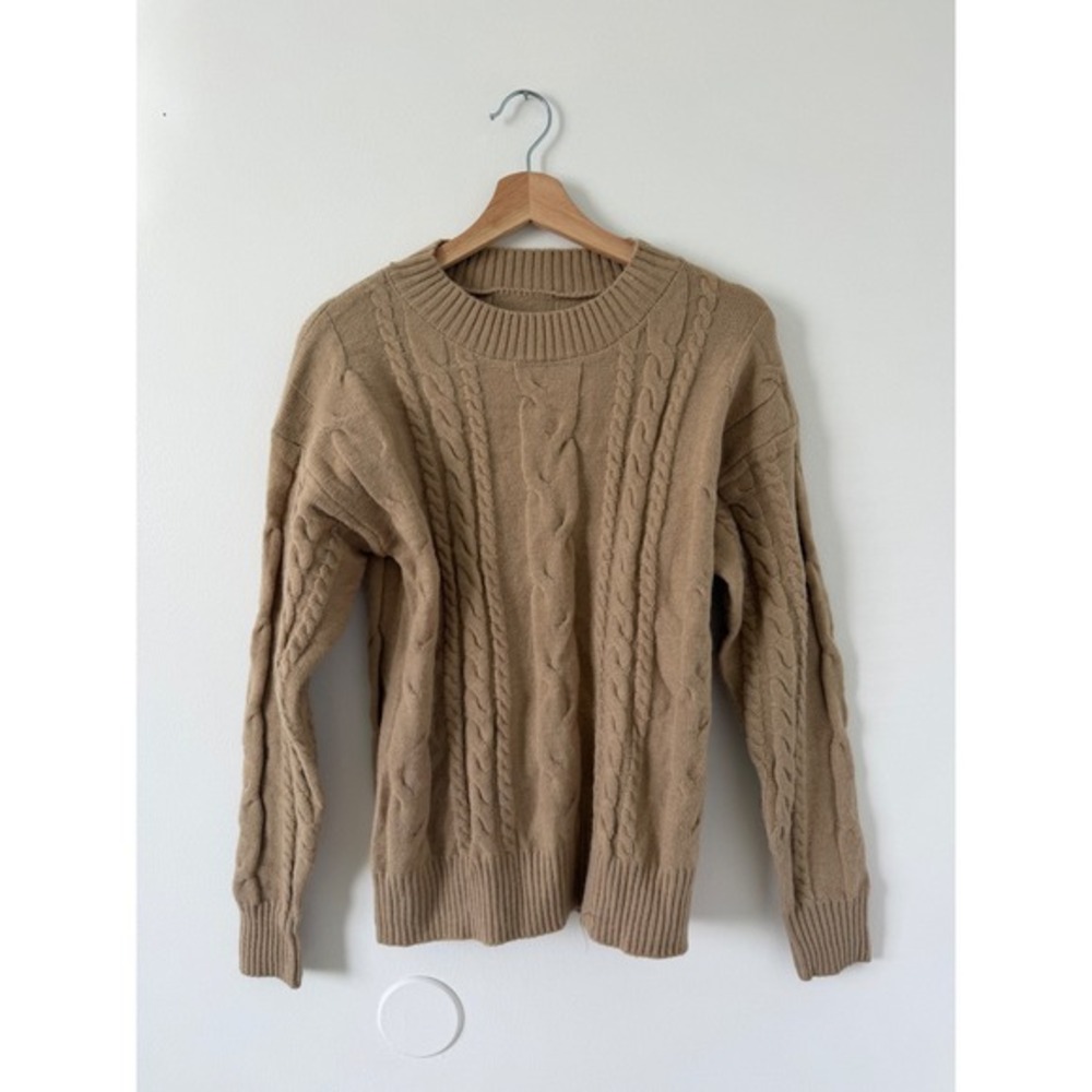 Women's Cable Knit Sweater – Brown/Tan –‎ Size Medium – NWOT